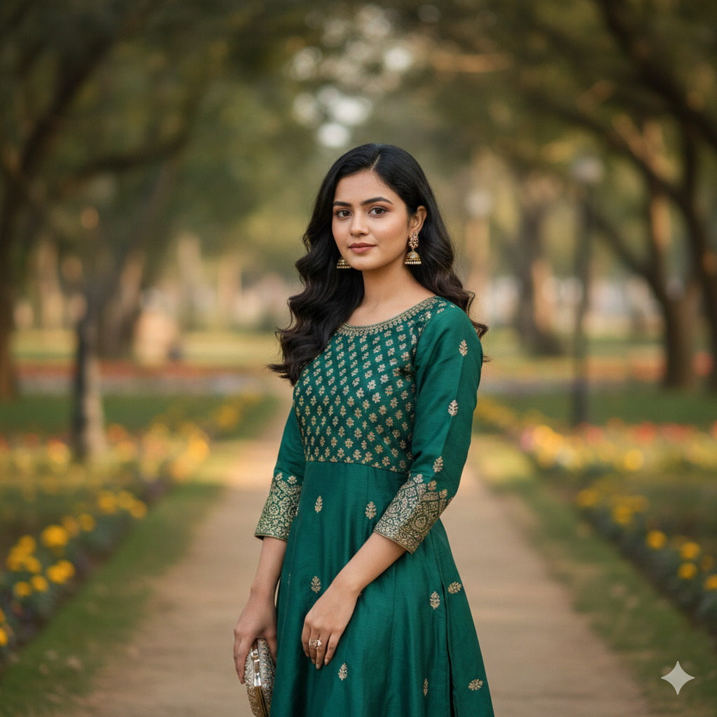 Cute Indian Girl in Green Suit