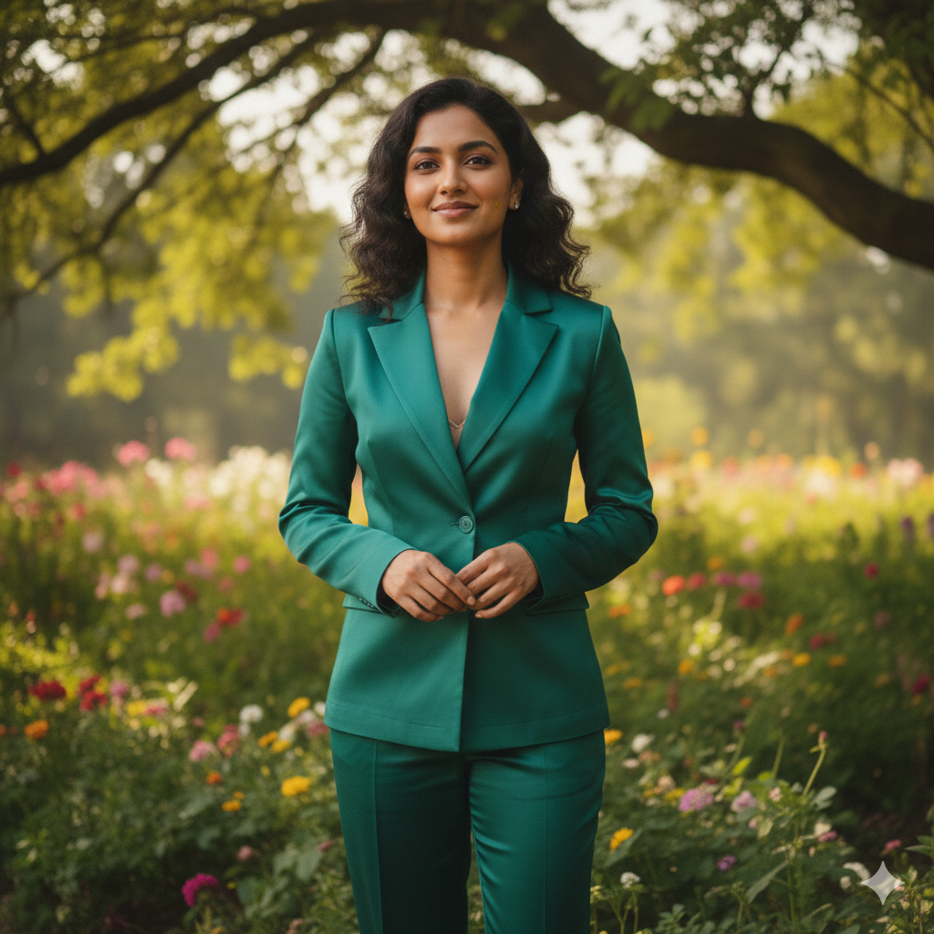 Cute Indian Girl Green Suit Look – Gemini AI Photo Prompt Copy Paste for Instagram Reels