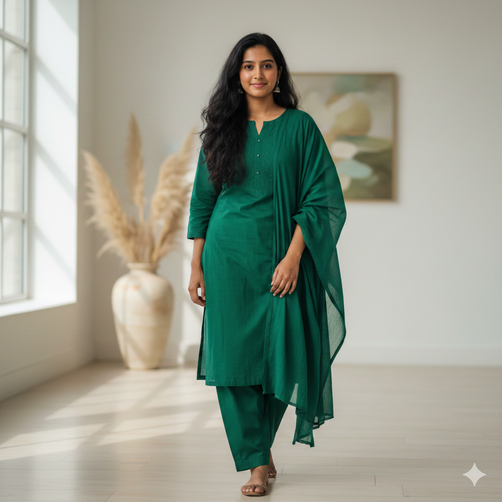 Cute Indian Girl in Green Suit