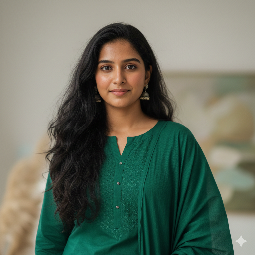 Gemini AI Photo Prompt Copy Paste for Indian Cutie Girl Wearing Green Suit – Ultra Realistic 4K Portrait