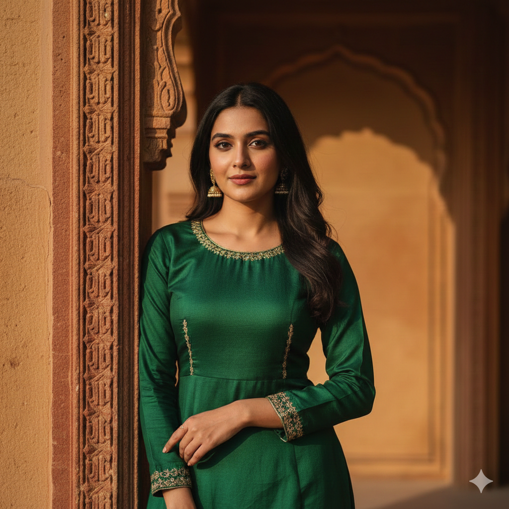 Cute Indian Girl in Green Suit