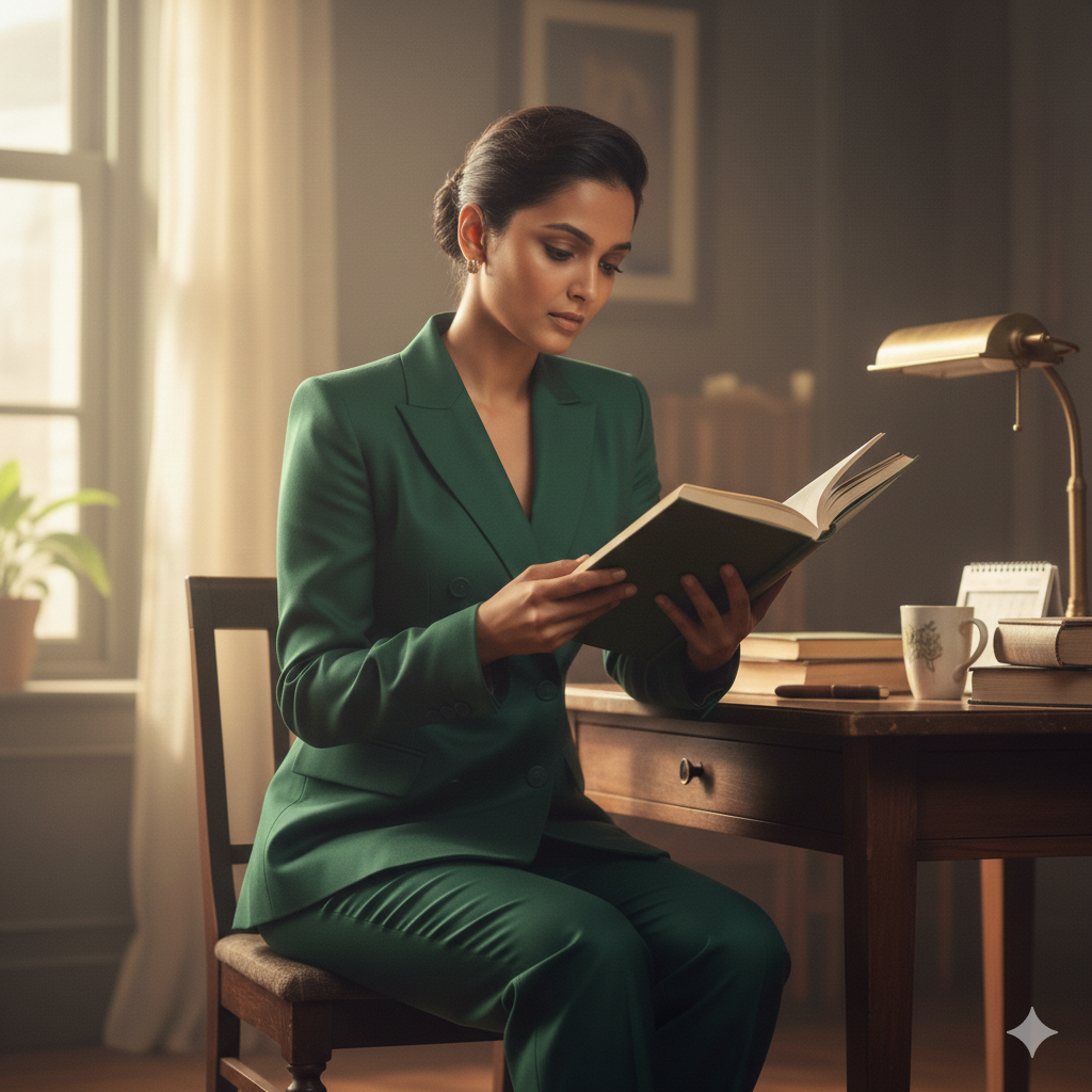 Cute Indian Girl Green Suit Look – Gemini AI Photo Prompt Copy Paste for Instagram Reels