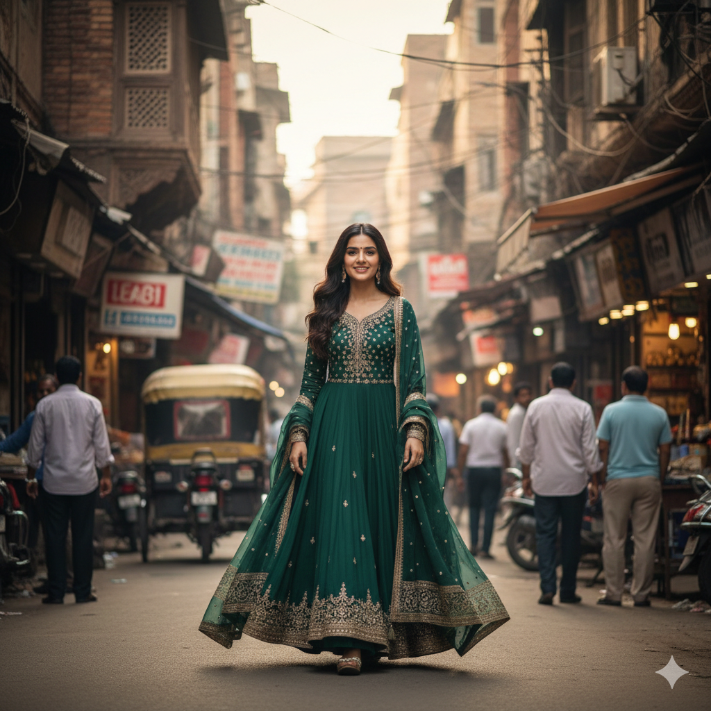 Cute Indian Girl in Green Suit