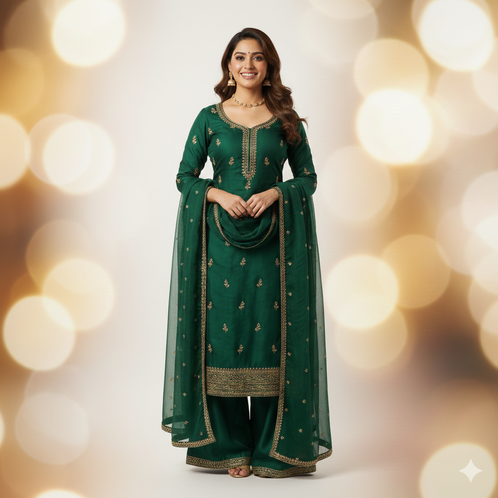 Cute Indian Girl in Green Suit