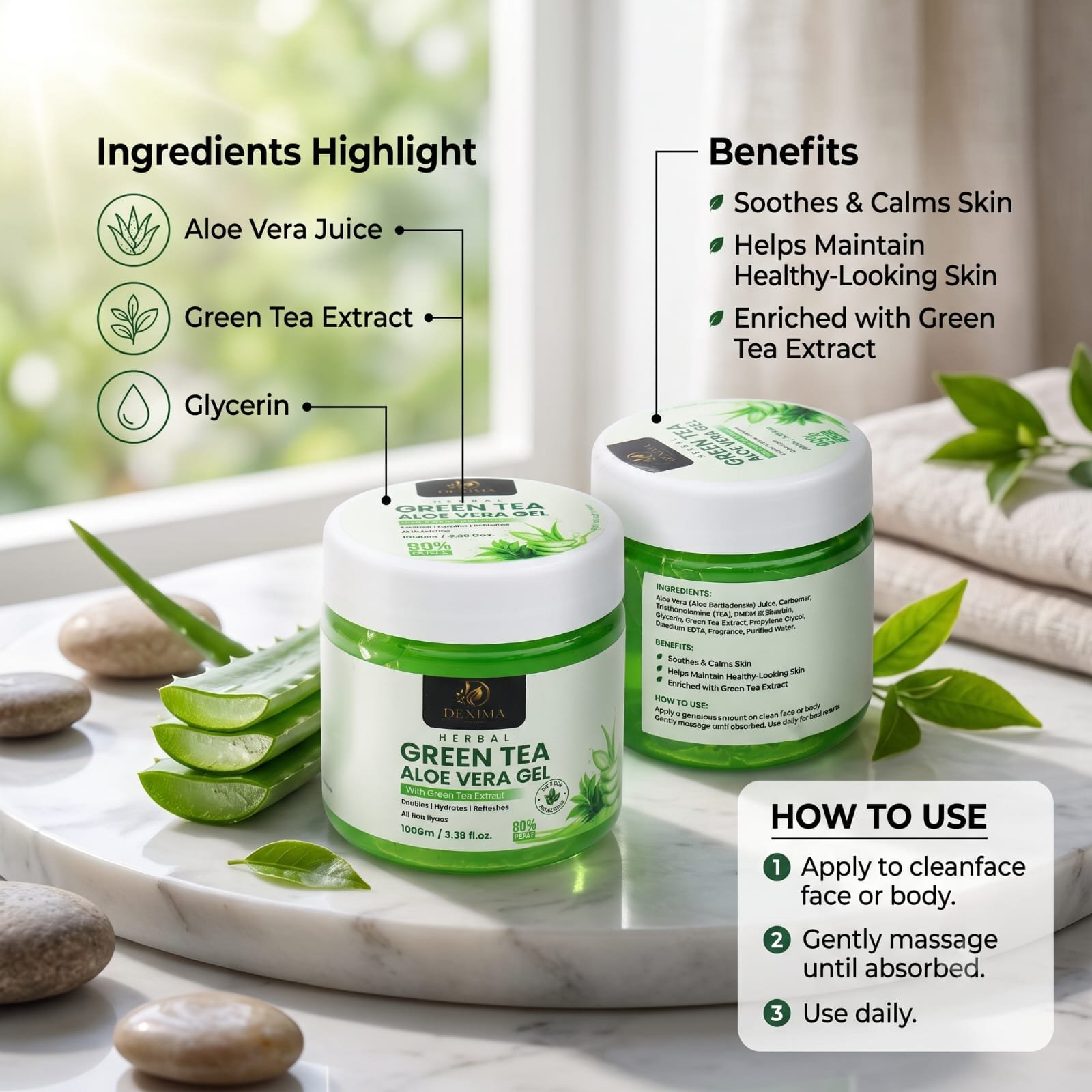 Dexima Herbal Green Tea Aloe Vera Gel