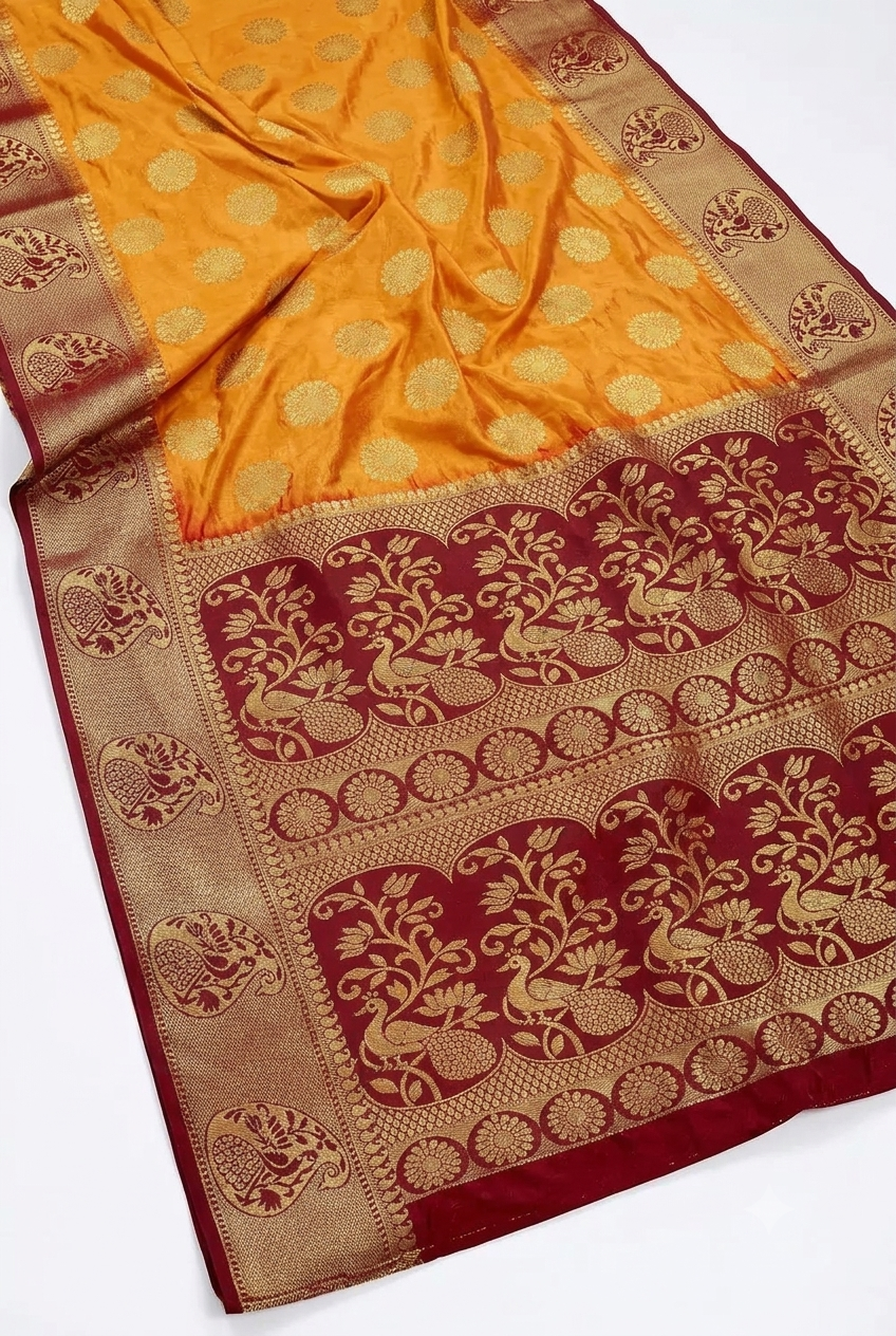Trendy jacquard saree with unstitched blouse